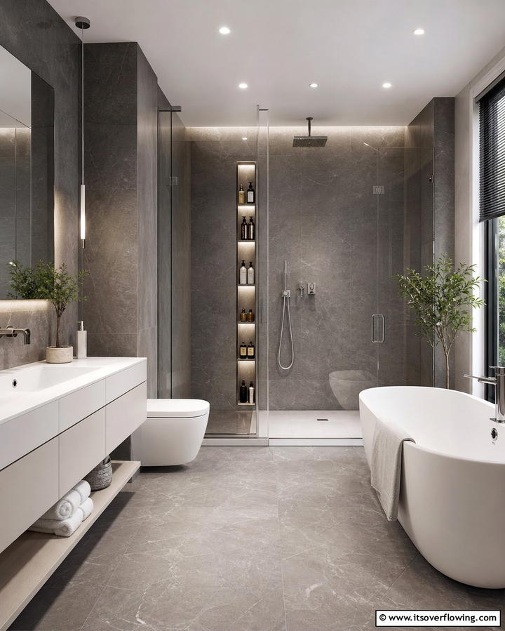 Vertical Niche for Tall Bottles - 25 Shower Niche Ideas for a Functional Bathroom