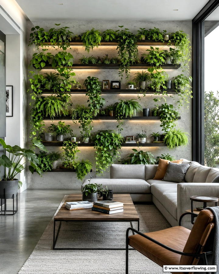 Vertical Plant Wall - 25 Potted Plant Arrangement Ideas for Stylish Decor