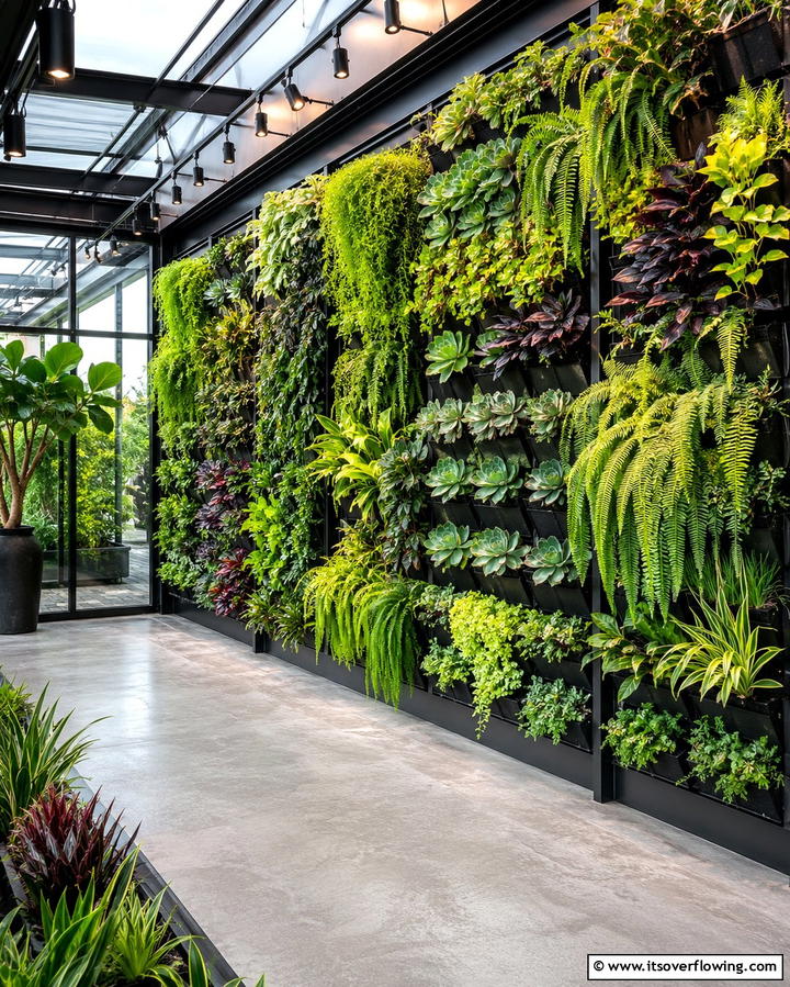 Vertical Plant Wall Display - 25 Greenhouse Room Ideas for a Plant Lover’s Paradise