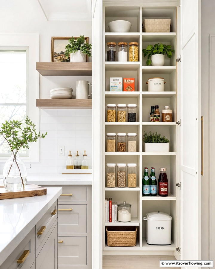 Vertical Shelf Organization - 21 Larder Cupboard & Pantry Ideas for Organized Kitchens