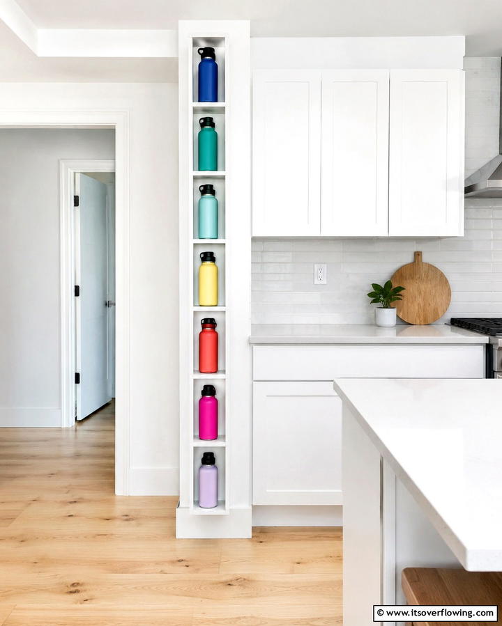 Vertical Shelf for Bottles - 20 Clever Water Bottle Storage Ideas for a Clutter-Free Home