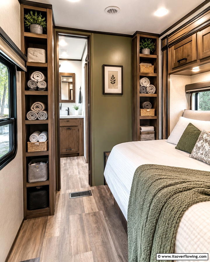 Vertical Shelving Solutions - 25 RV Bedroom Ideas to Maximize Comfort on the Road