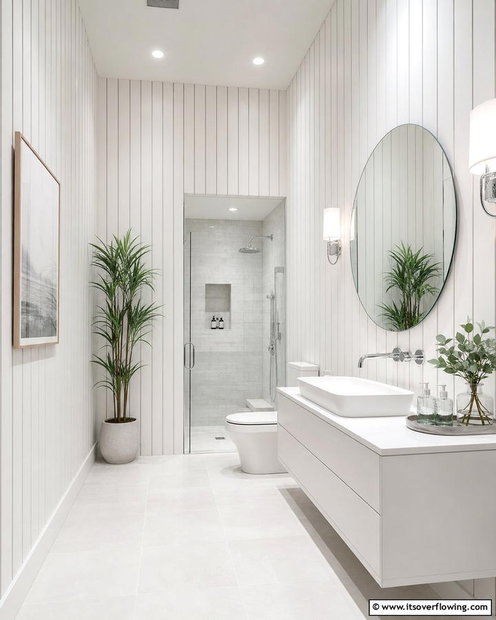 Vertical Shiplap Illusion - 21 Shiplap Bathroom Ideas for a Rustic or Modern Vibe