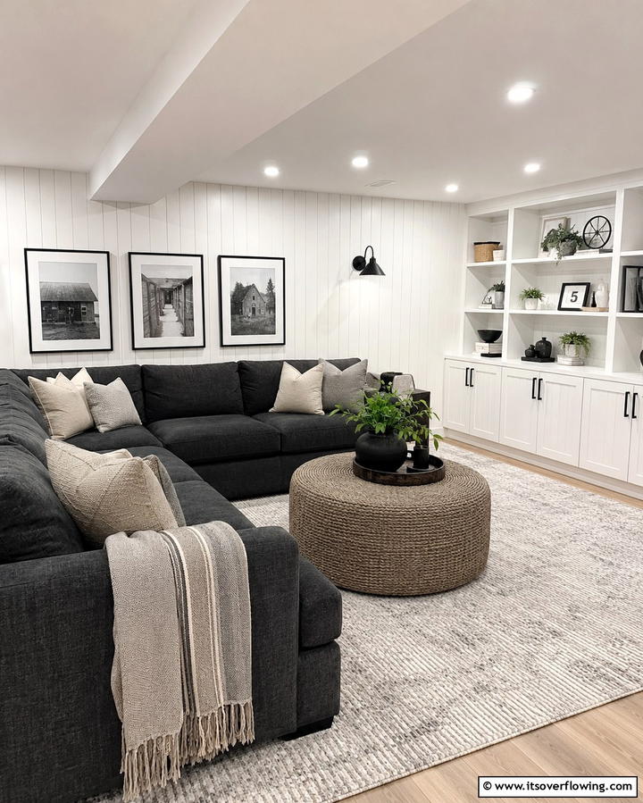 Vertical Shiplap for Modern Farmhouse Appeal - 30 Basement Wall Design Ideas to Transform Your Space