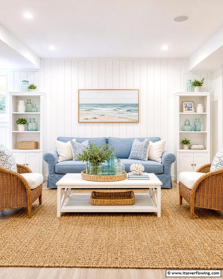Vertical Shiplap for a Coastal Vibe - 25 Basement Accent Wall Ideas to Transform Your Space