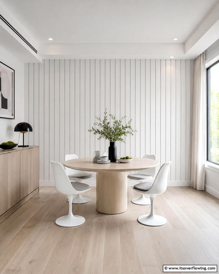 Vertical Slat Panels for Height Illusion - 25 Dining Room Wall Paneling Ideas for Elegance