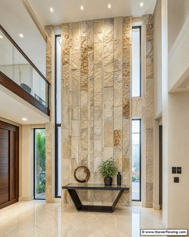 Vertical Stone Facade - 30 Natural Stone Wall Ideas for Rustic Outdoor Landscapes