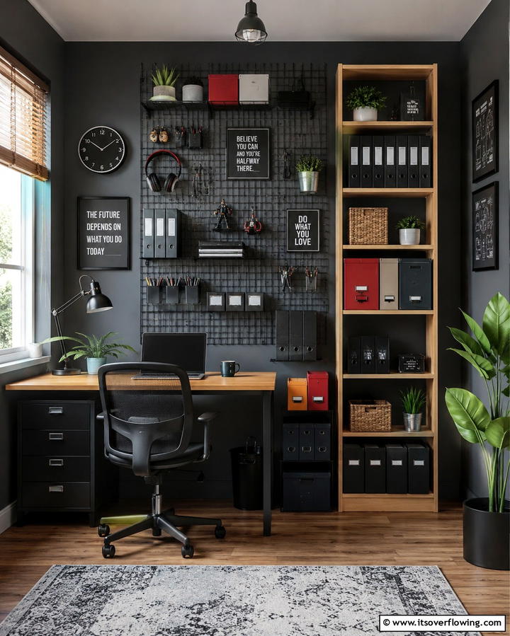 Vertical Storage Systems - 30 Affordable Budget Home Office Ideas for Productive Workspaces