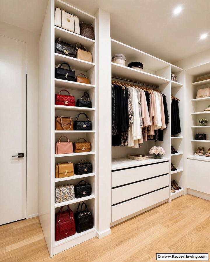 Vertical Storage Tower - 17 Purse Storage Ideas for Organized Closets and Entryways