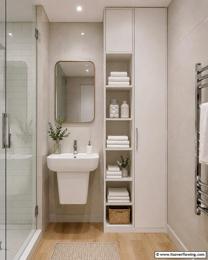 Vertical Storage Units - 25 Small Ensuite Design Ideas for Compact Bathrooms