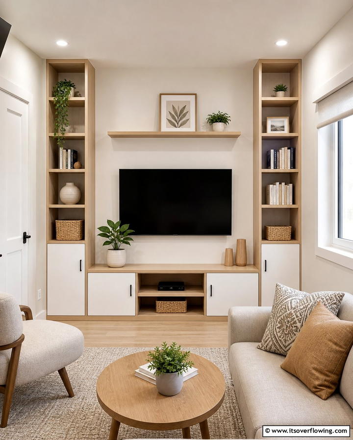 Vertical Storage to Maximize Space - 25 Small Living Room Ideas With TV for Cozy Nights