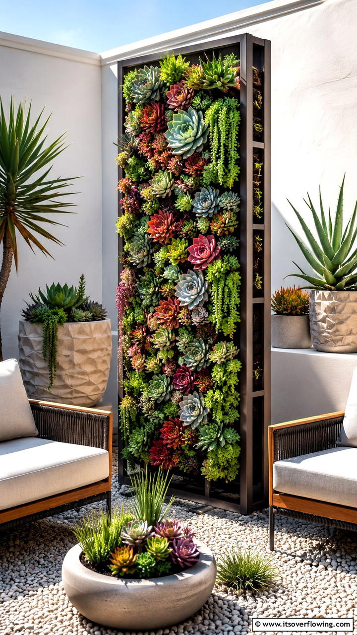 Vertical Succulent Garden Divider - 30 Garden Divider Ideas for Functional Outdoor Spaces
