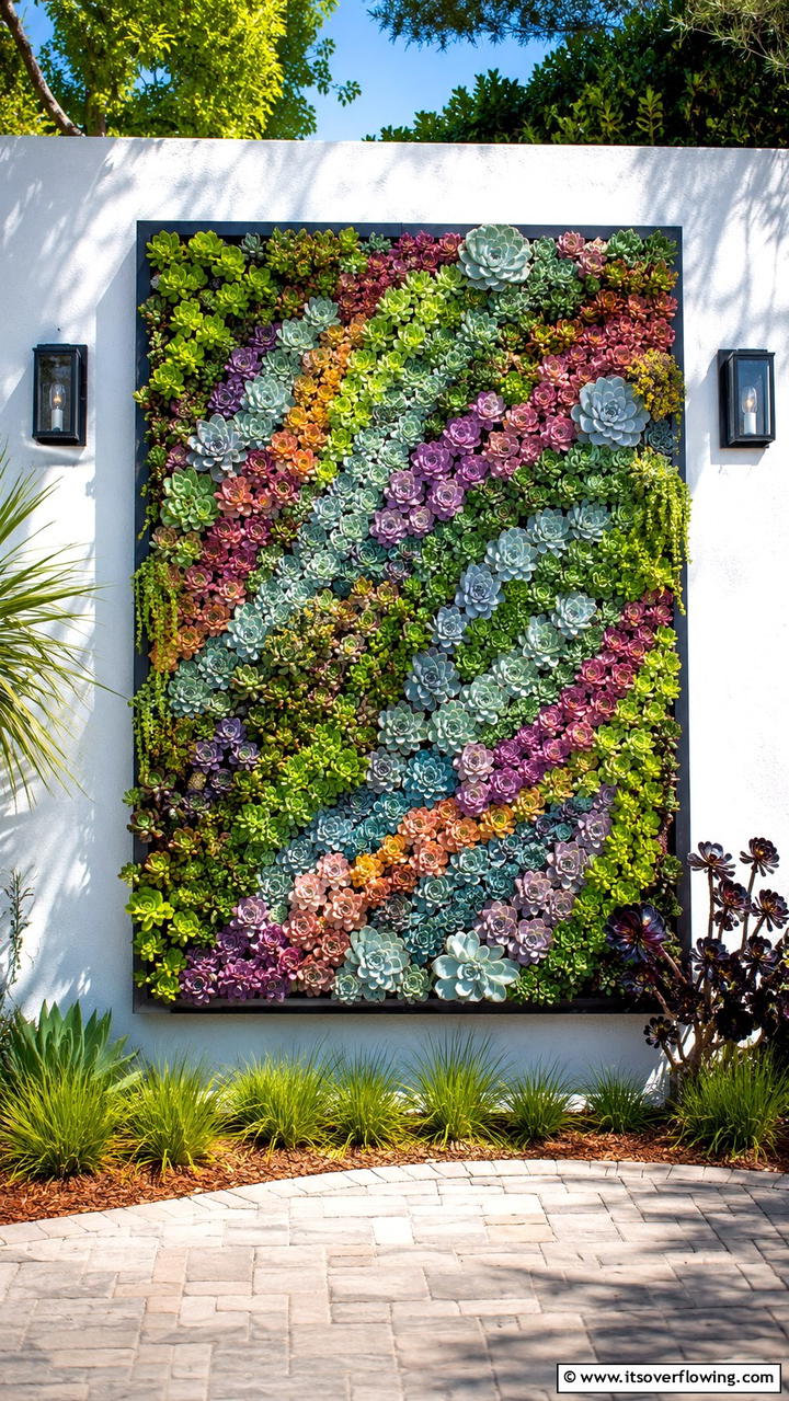 Vertical Succulent Mosaic - 21 Space-Saving Vertical Garden Ideas for Urban Living