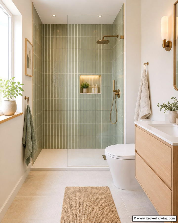 Vertical Tile Patterns for Height Illusion - 25 Small Bathroom Walk-in Shower Ideas for Compact Spaces