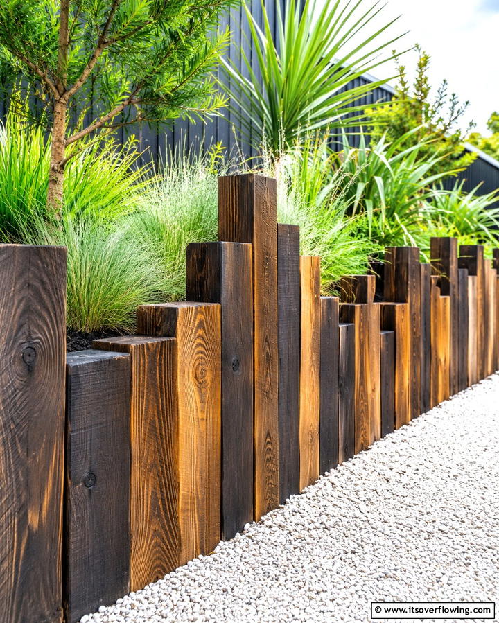 Vertical Timber Retaining Walls - 20 Durable Wood Retaining Wall Ideas for Your Yard