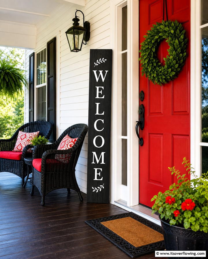 Vertical Welcome Signs - 25 Front Door Decor Ideas to Welcome Guests in Style
