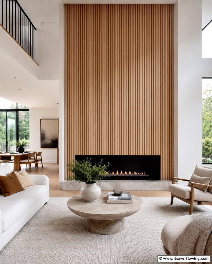 Vertical Wood Paneling - 30 Fireplace Wall Ideas to Transform Your Living Space