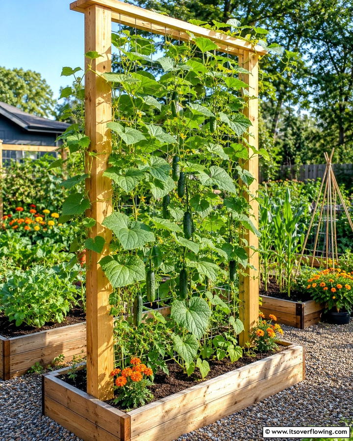 Vertical Wooden Frame TrellisExact - 25 Cucumber Trellis Ideas for a Productive Garden