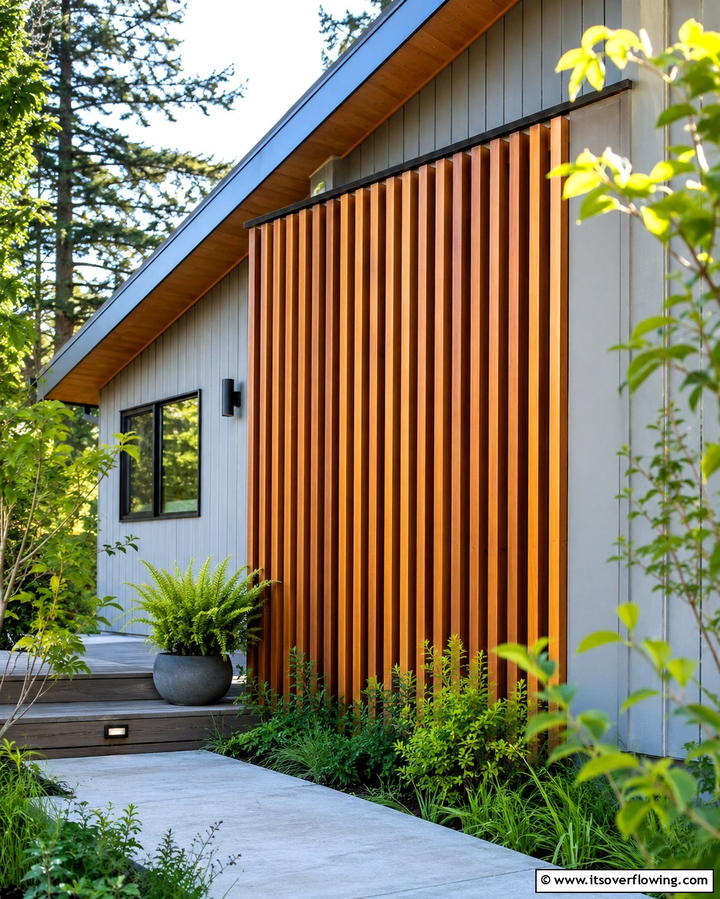 Vertical Wooden Slats for a Contemporary Twist - 25 Modern Cottage House Exterior Ideas for a Charming Look