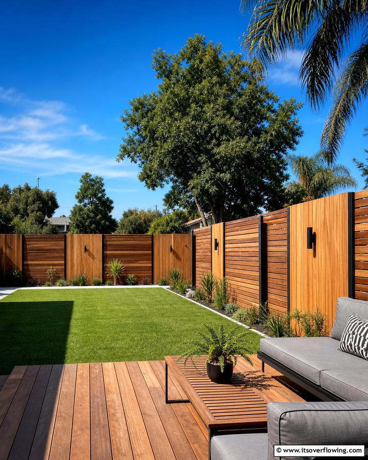 Vertical and Horizontal Combo Fence - 25 Wood Fence Ideas to Enhance Your Outdoor Space