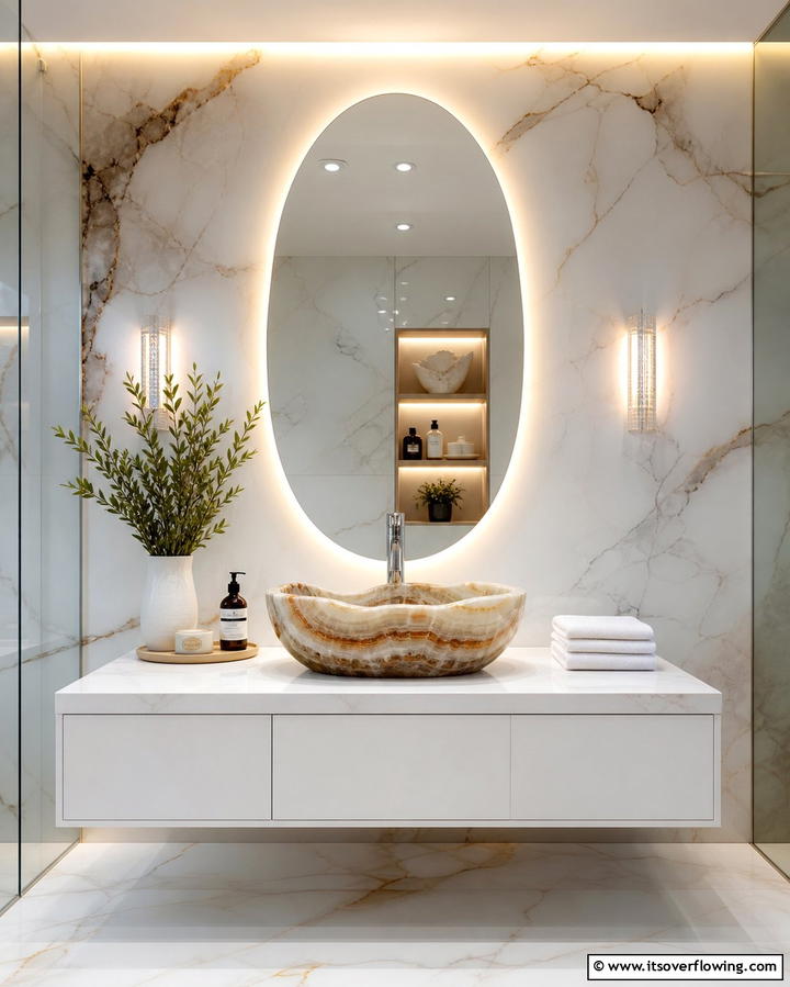 Vessel Sink with Natural Stone Design - 25 Bathroom Sink Ideas for Style and Functionality