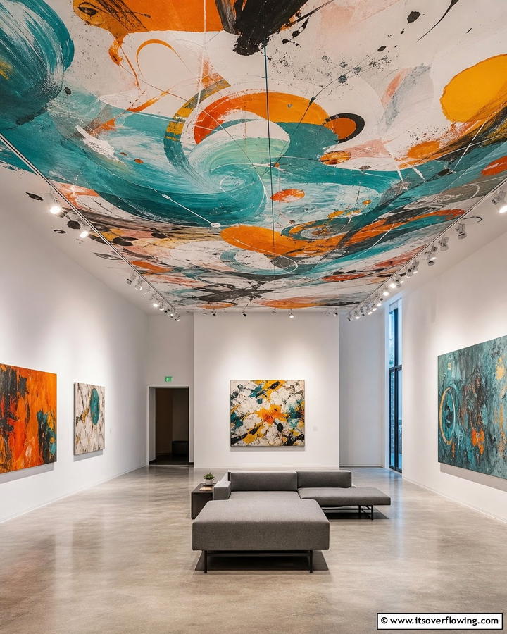Vibrant Abstract Expression - 30 Artistic Ceiling Murals to Inspire Unique Interior Designs