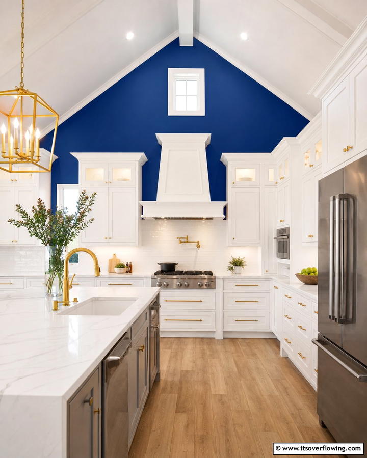 Vibrant Accent Wall - 25 Vaulted Ceiling Kitchen Ideas for a Spacious Feel
