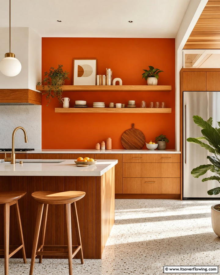 Vibrant Accent Walls - 25 Mid-century Modern Kitchen Ideas for a Retro and Functional Space