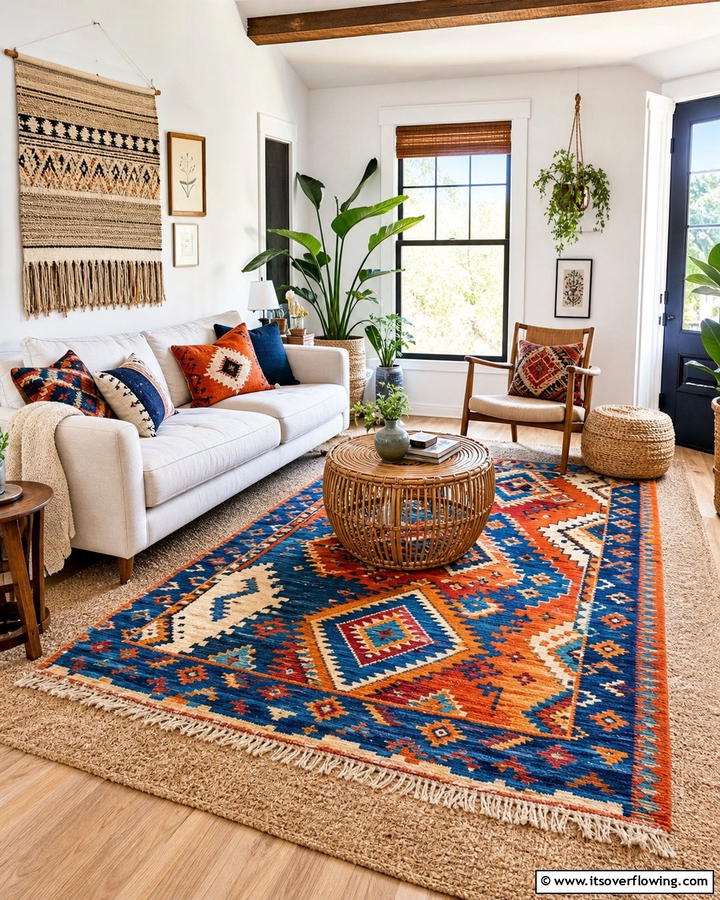 Vibrant Area Rugs - 20 Boho Cottage Style Decor Ideas for a Cozy Home