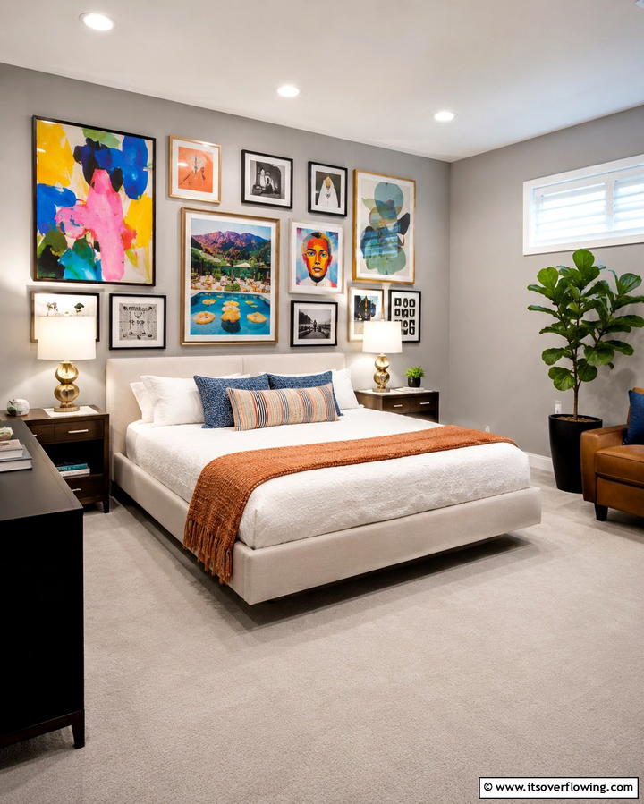 Vibrant Artwork to Personalize the Space - 25 Basement Bedroom Ideas for Cozy and Functional Spaces