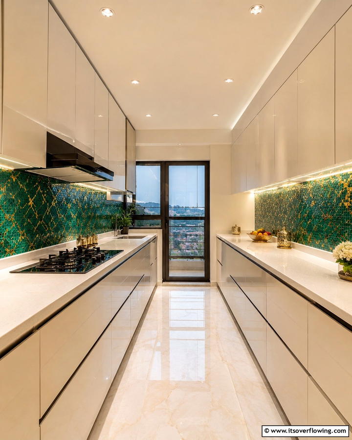 Vibrant Backsplash Designs - 30 Parallel Modular Kitchen Designs for Efficient Cooking