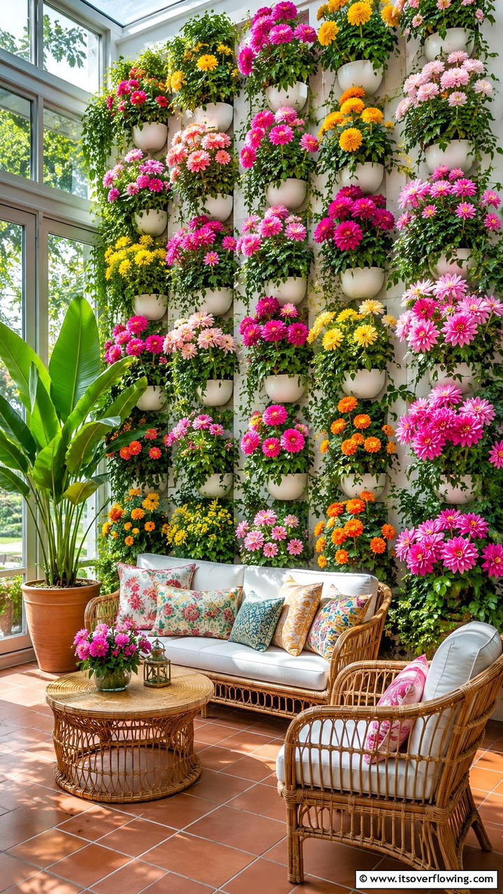 Vibrant Bloom Wall - 30 Indoor Plant Wall Ideas to Transform Blank Spaces