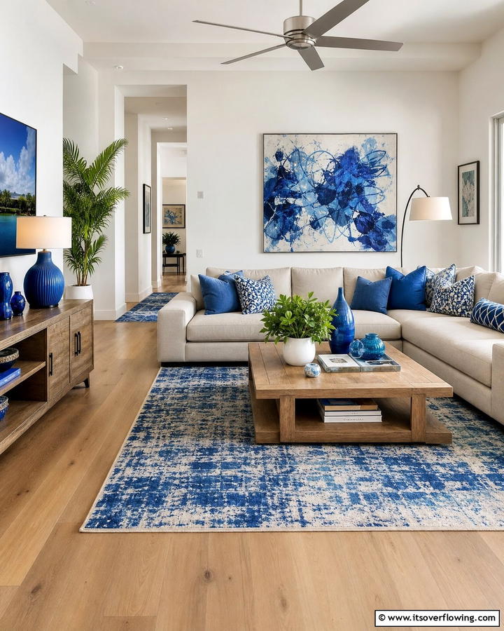 Vibrant Blue Accents - 21 Refreshing Blue Living Room Ideas for Vibrant Spaces