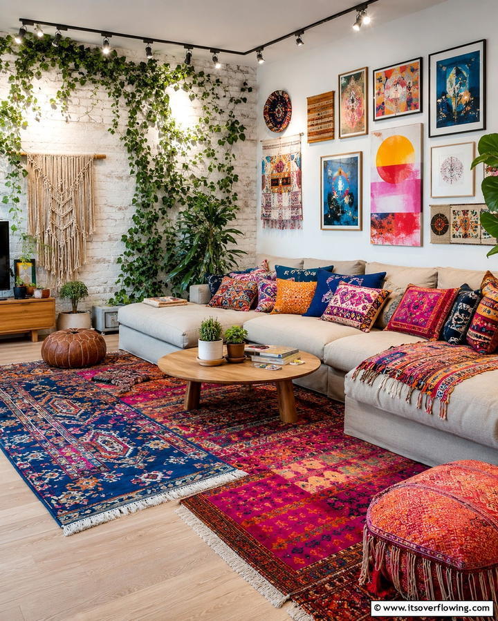 Vibrant Bohemian Charm - 30 Vibrant Colorful Living Room Inspirations for Bold Interiors