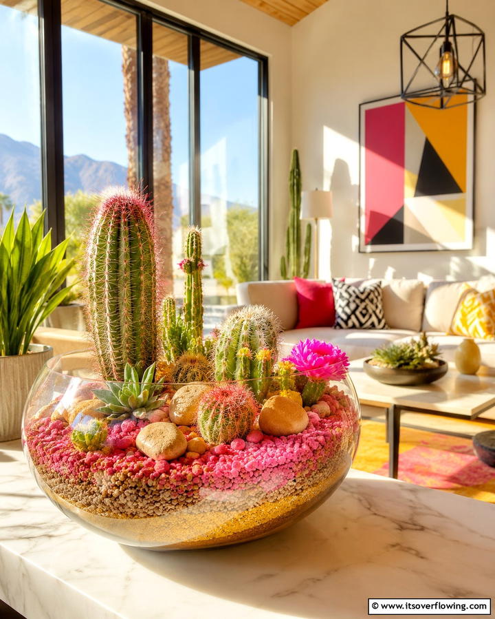Vibrant Cacti Terrarium - 30 Creative Terrarium Ideas for Indoor Gardening Enthusiasts