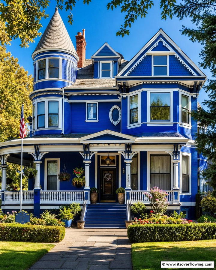 Vibrant Cobalt Blue Flair - 20 Stunning Blue Victorian House Colors for Your Home