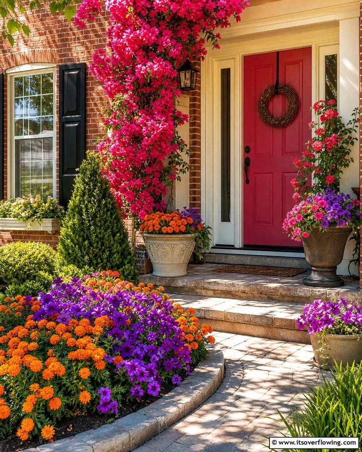 Vibrant Color Accents - 21 Front Door Plants for a Welcoming and Lush Entryway