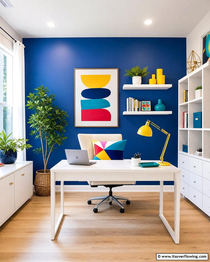 Vibrant Color Accents - 21 Modern Home Office Ideas for Productivity & Style
