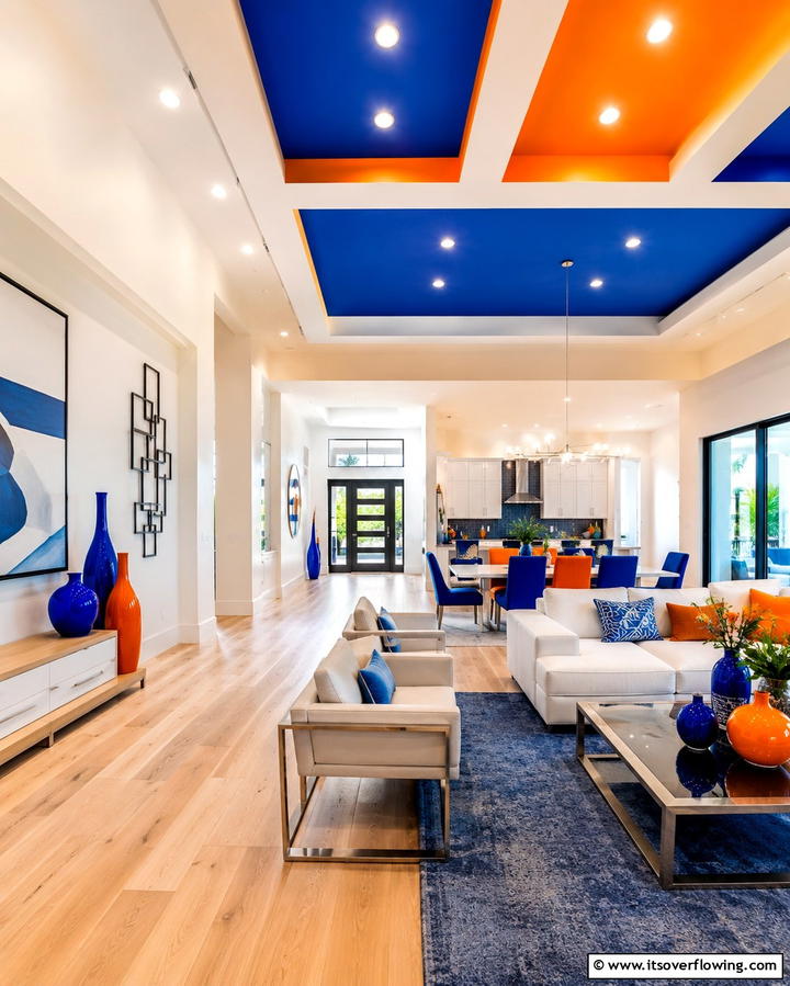 Vibrant Color Accents - 30 Accent Ceiling Ideas to Elevate Your Space