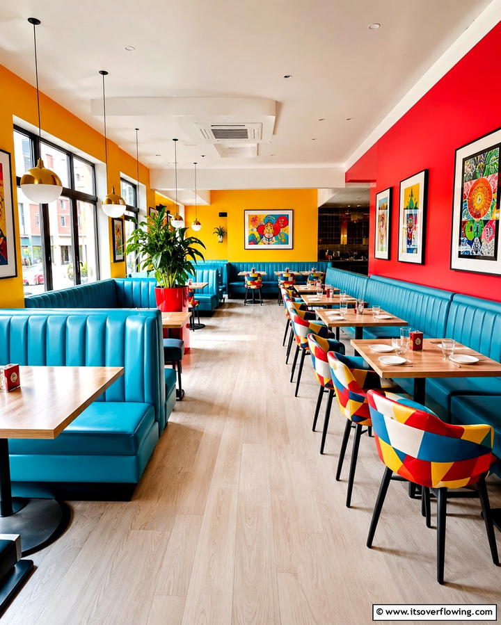 Vibrant Color Accents for Energy - 25 Restaurant Interior Design Ideas for a Unique Ambiance