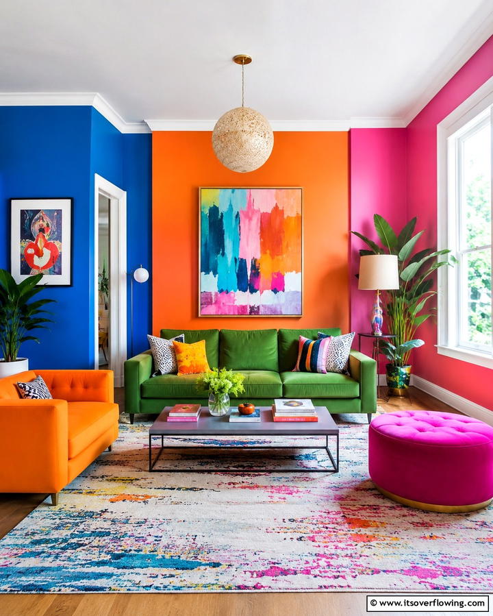 Vibrant Color Blocking - 25 Maximalist Living Room Design Ideas for Bold Homes