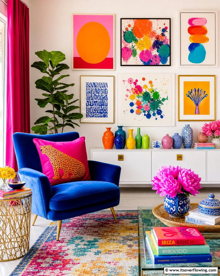 Vibrant Color Burst Corner - 21 Corner Decoration Ideas to Utilize Empty Spaces
