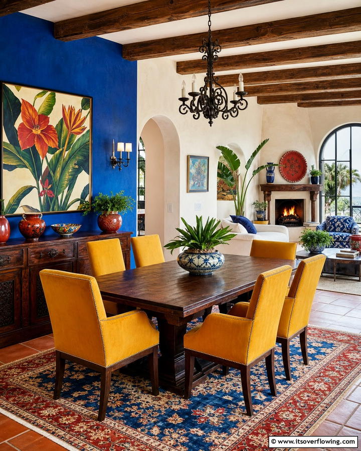 Vibrant Color Contrasts - 30 Tuscan Interior Design Ideas for Earthy Mediterranean Style