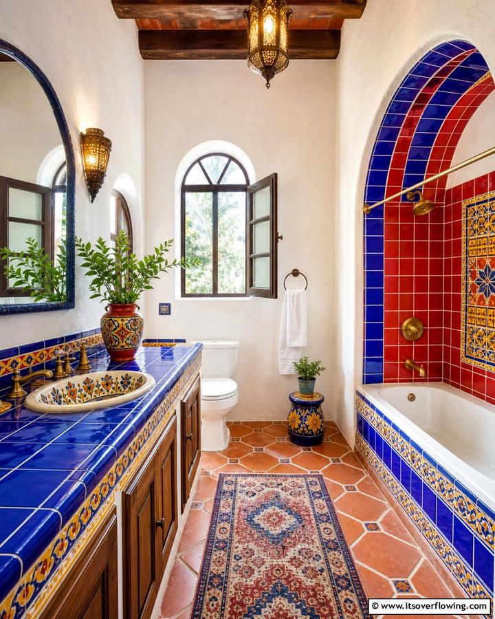 Vibrant Color Palette - 30 Spanish Style Bathroom Ideas for Mediterranean Flair