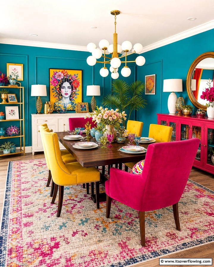 Vibrant Color Palette for Energy - 25 Eclectic Dining Room Ideas for Unique Gatherings
