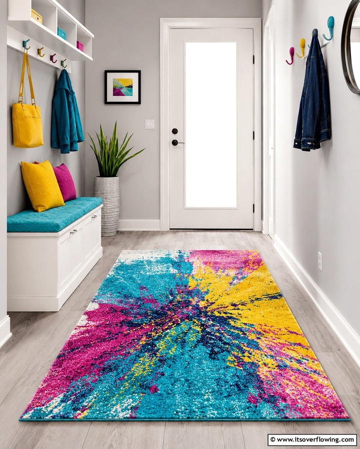 Vibrant Color Pop - 30 Welcoming Entryway Rug Designs to Elevate First Impressions