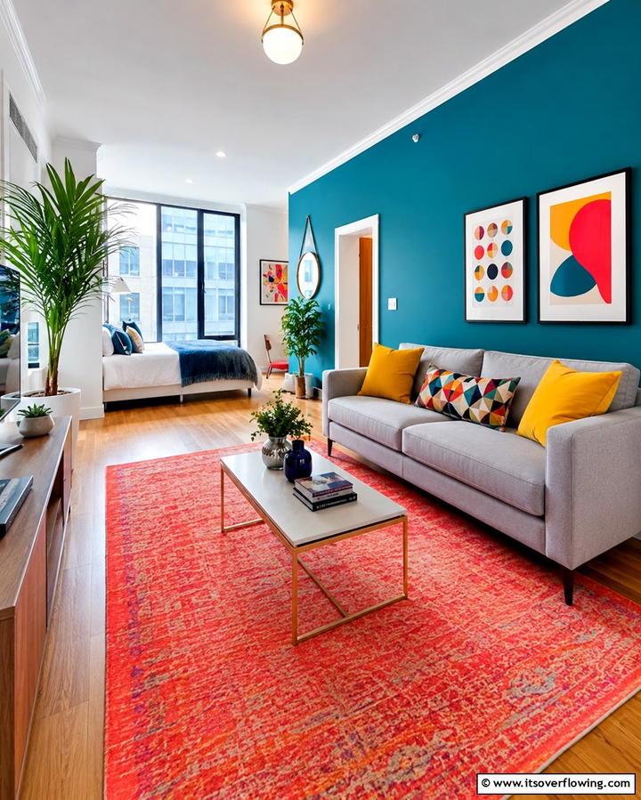 Vibrant Color Schemes - 30 Studio Apartment Ideas to Maximize Small Space Efficiency