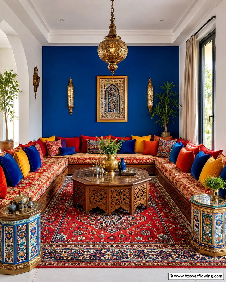 Vibrant Color Schemes - 30 Moroccan Living Room Ideas for Exotic Elegance