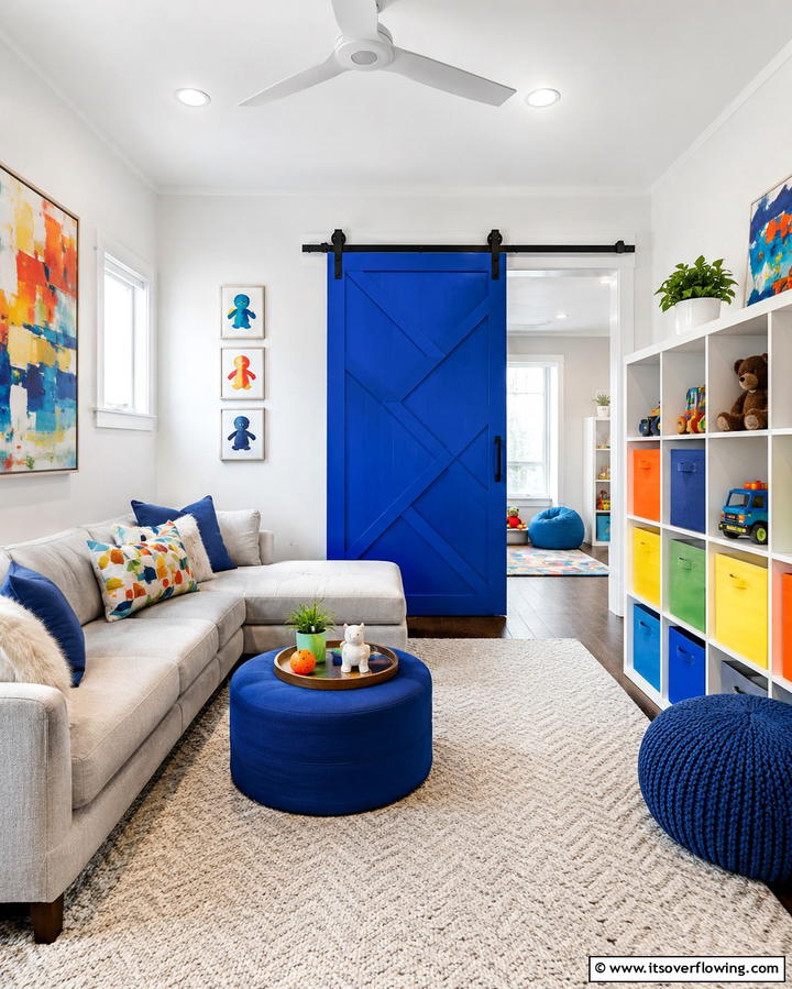Vibrant Colorful Barn Door - 30 Stylish Barn Door Ideas for Modern Home Organization