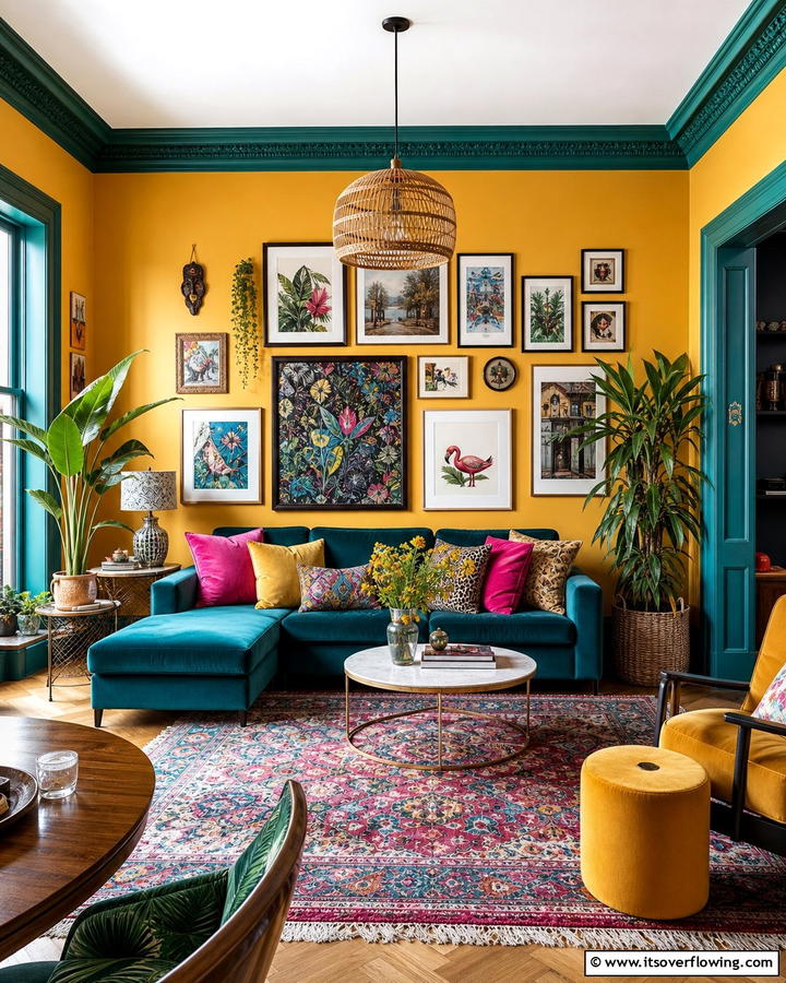 Vibrant Colorful Crown Molding - 21 Crown Molding Ideas to Elevate Interior Architecture